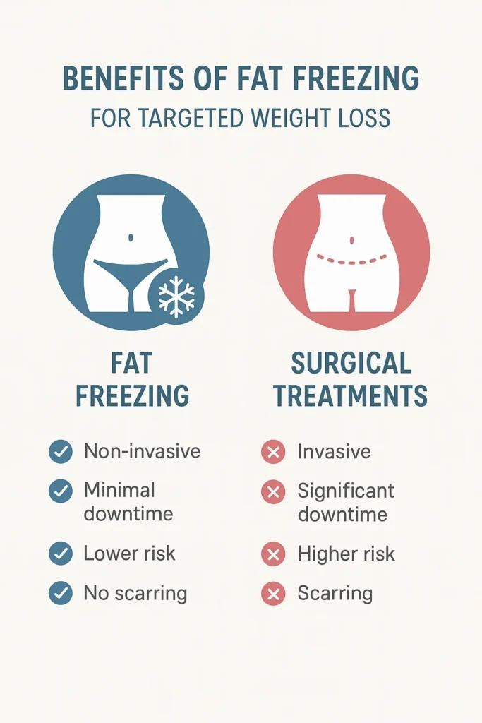 graphic showing the benefits of fat freezing Chelmsford