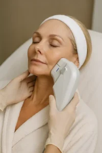 Woman receiving HIFU non surgical facelift treatment Chelmsford