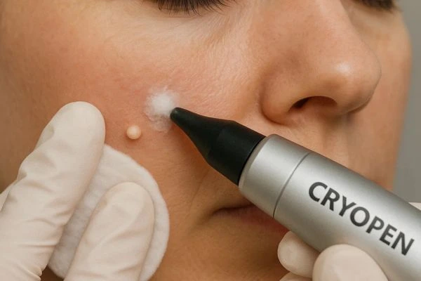 Woman receiving milia removal treatment Chelmsford