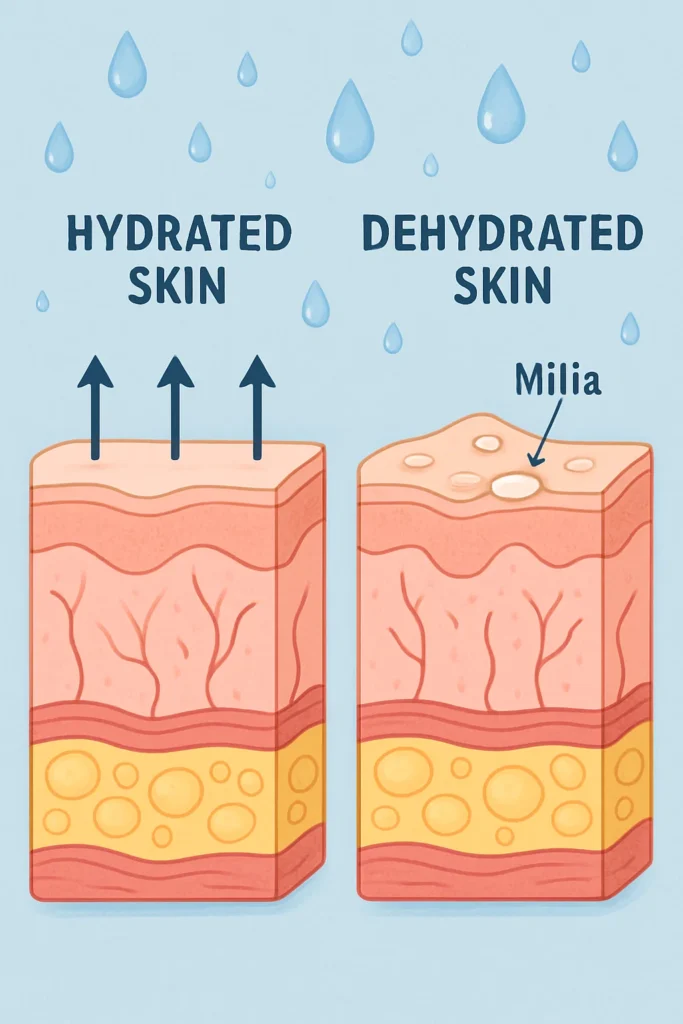 The importance of hydration and milia production Chelmsford